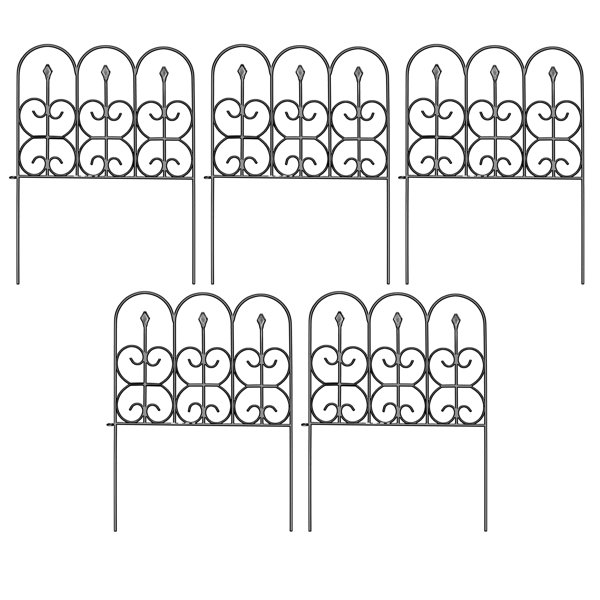 Red Barrel Studio® 24'' H x 120'' W Black Metal Fencing with 5 Panels(s) Included Wayfair